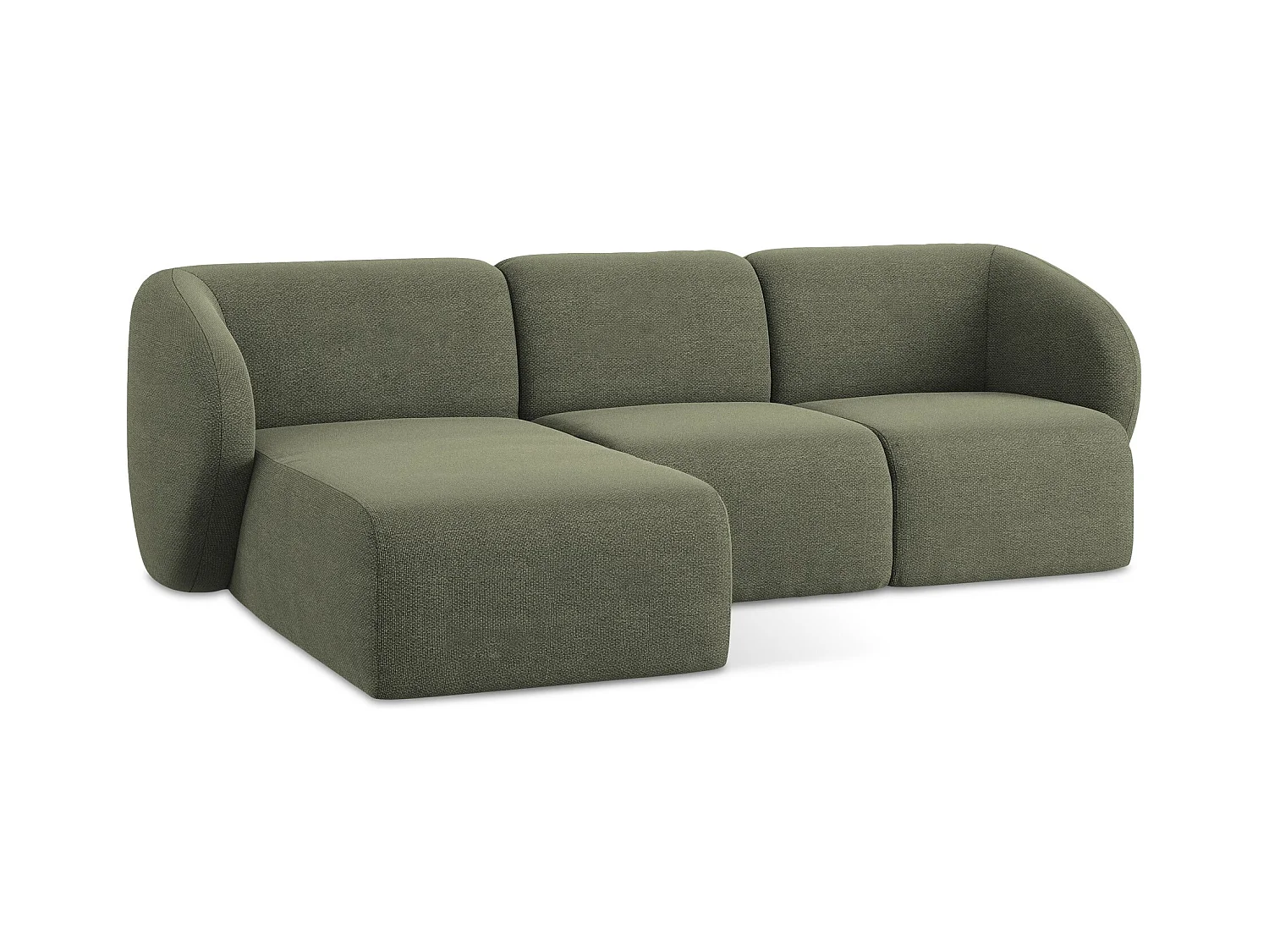 3-Sitzer Modulares Ecksofa - Ecke Links - Bouclé - Olive - LANI