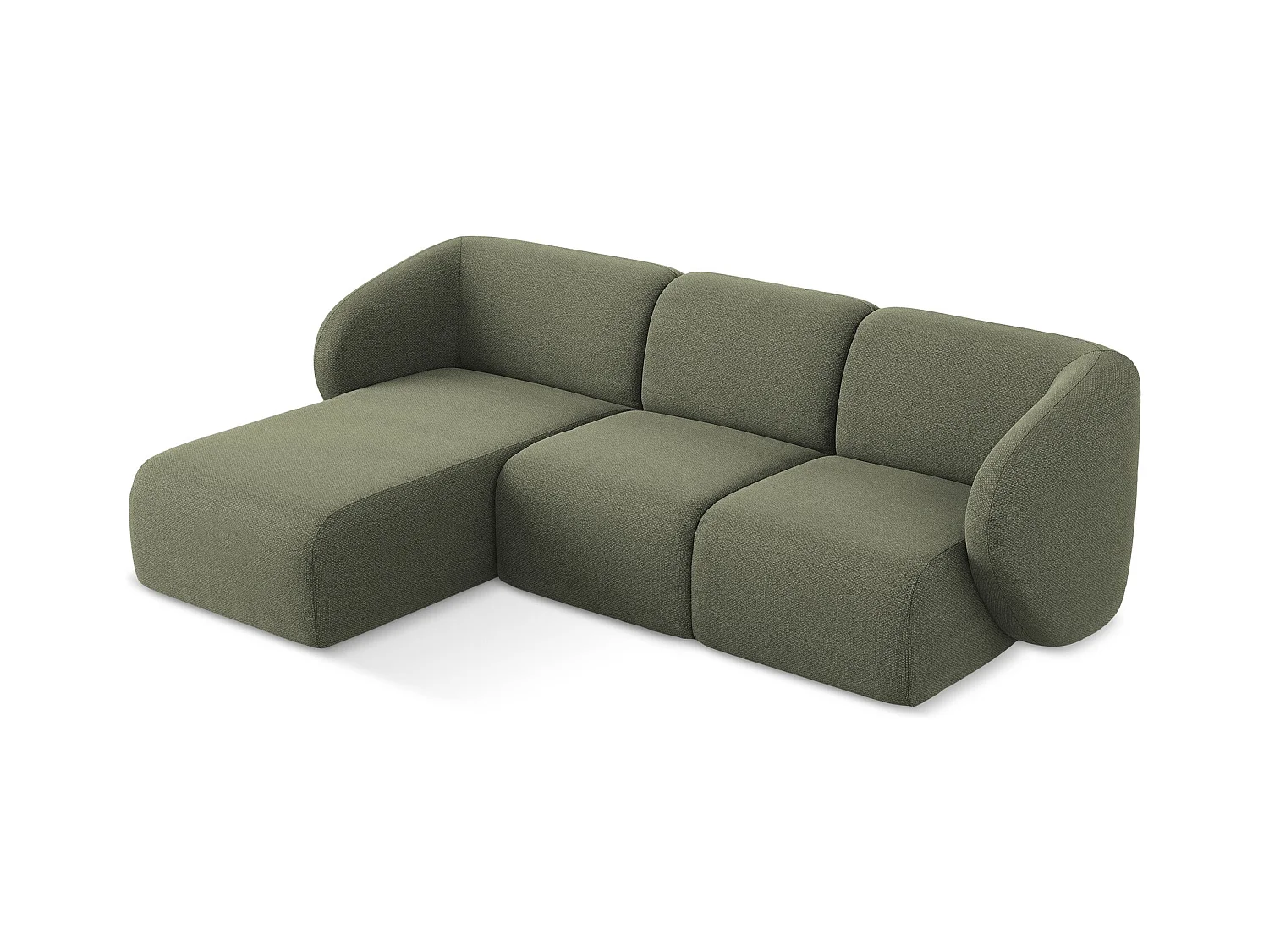 3-Sitzer Modulares Ecksofa - Ecke Links - Bouclé - Olive - LANI
