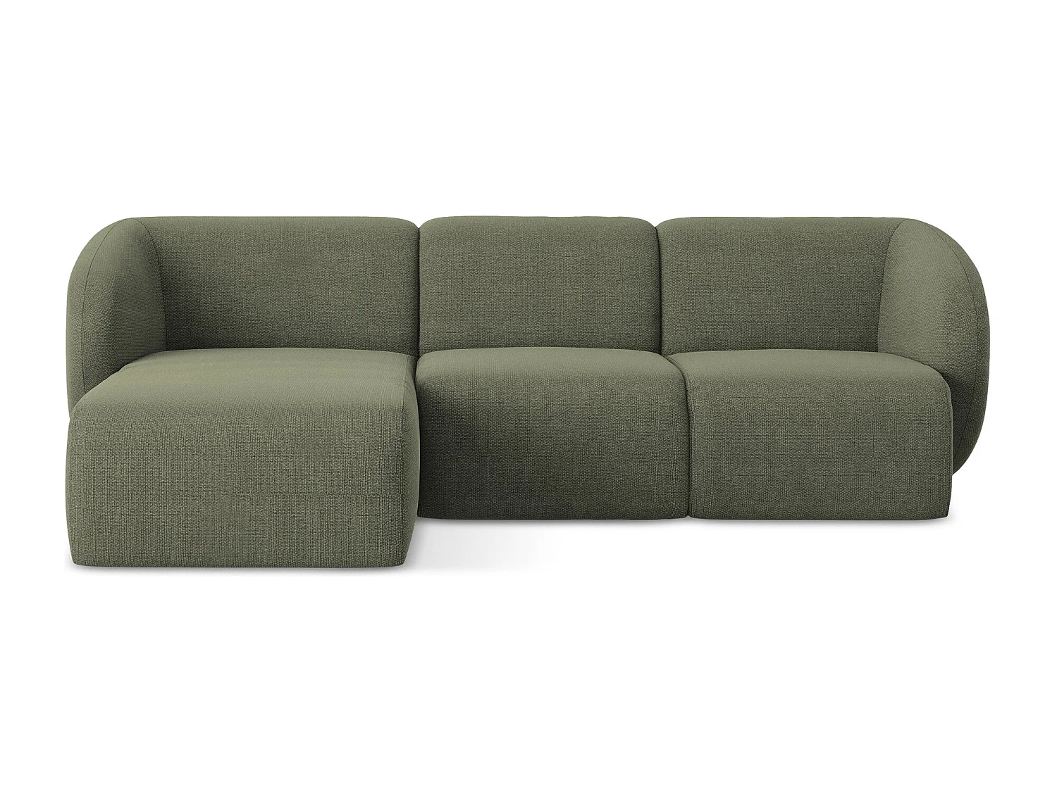 3-Sitzer Modulares Ecksofa - Ecke Links - Bouclé - Olive - LANI
