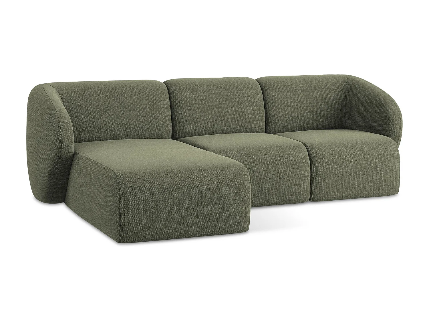 3-Sitzer Modulares Ecksofa - Ecke Links - Bouclé - Olive - LANI