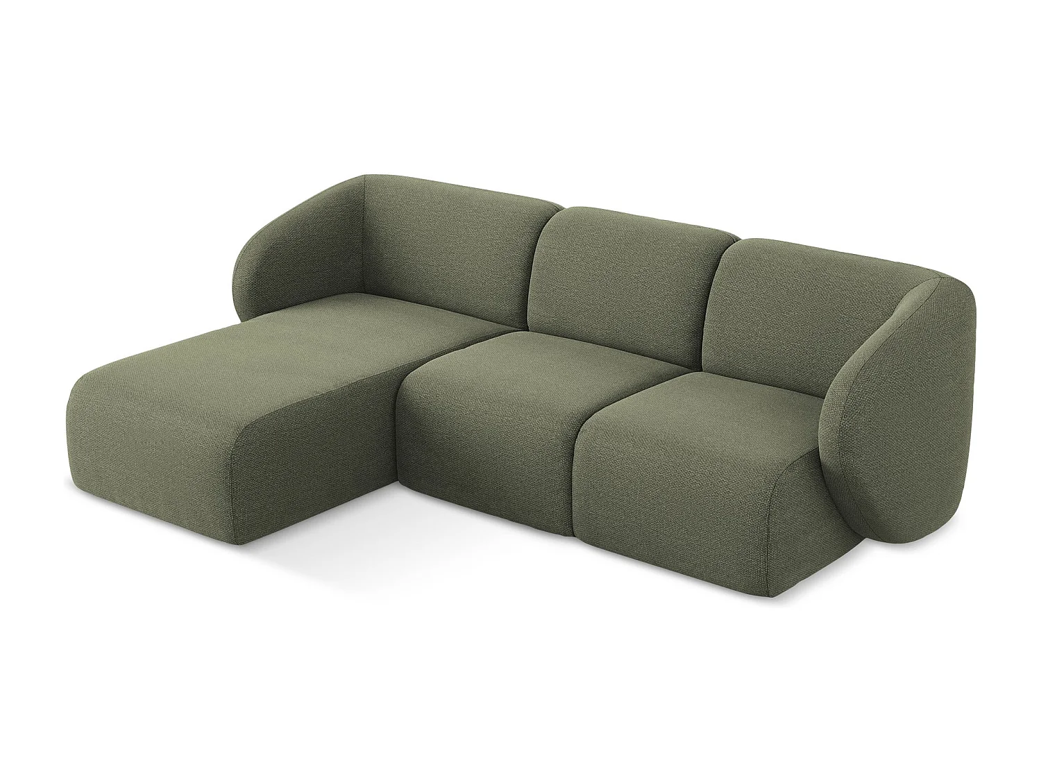 3-Sitzer Modulares Ecksofa - Ecke Links - Bouclé - Olive - LANI