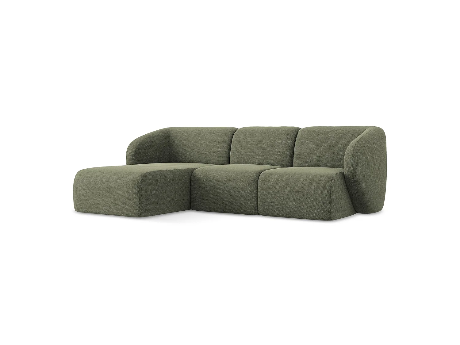 3-Sitzer Modulares Ecksofa - Ecke Links - Bouclé - Olive - CERVO