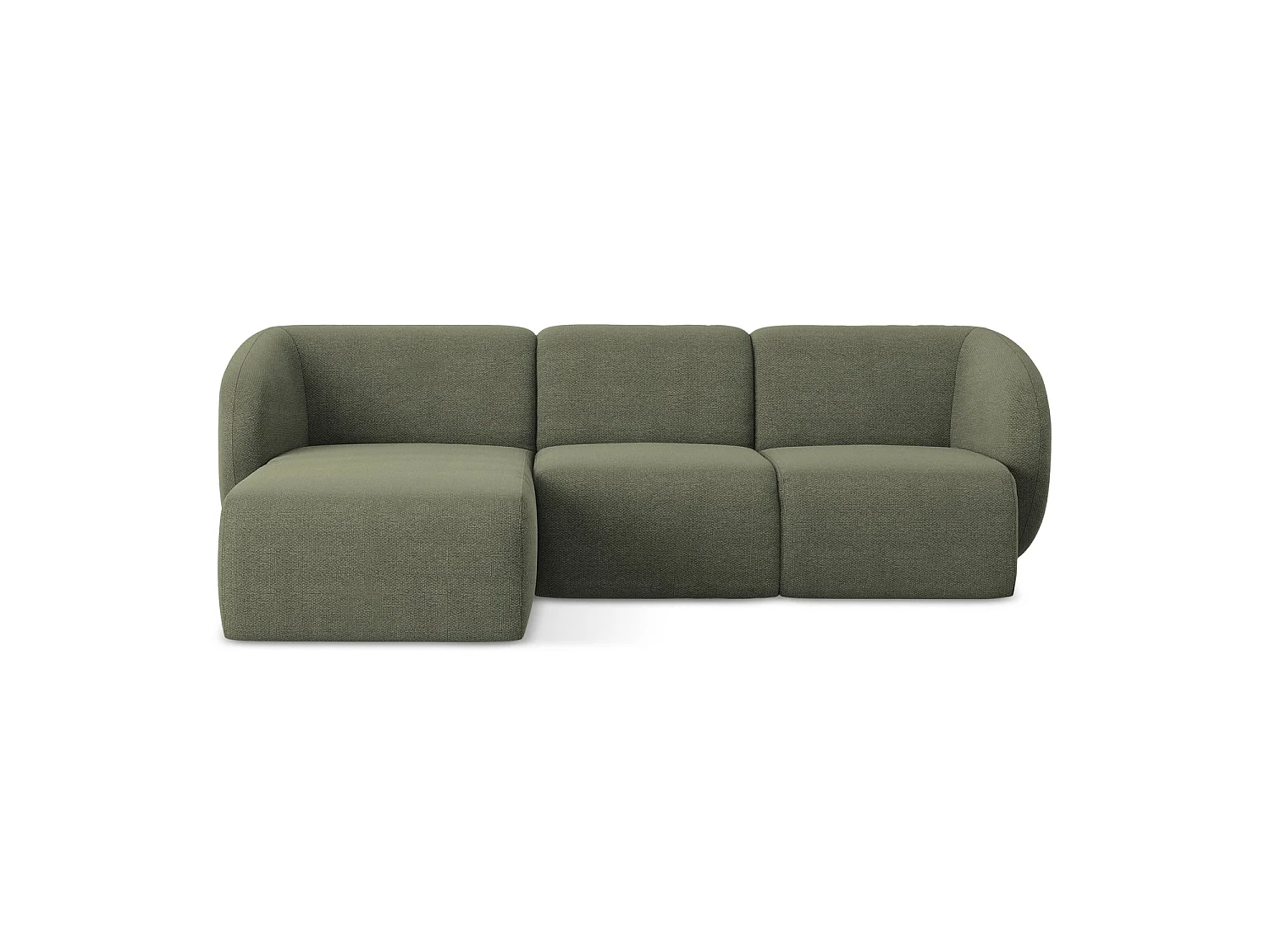 3-Sitzer Modulares Ecksofa - Ecke Links - Bouclé - Olive - CERVO