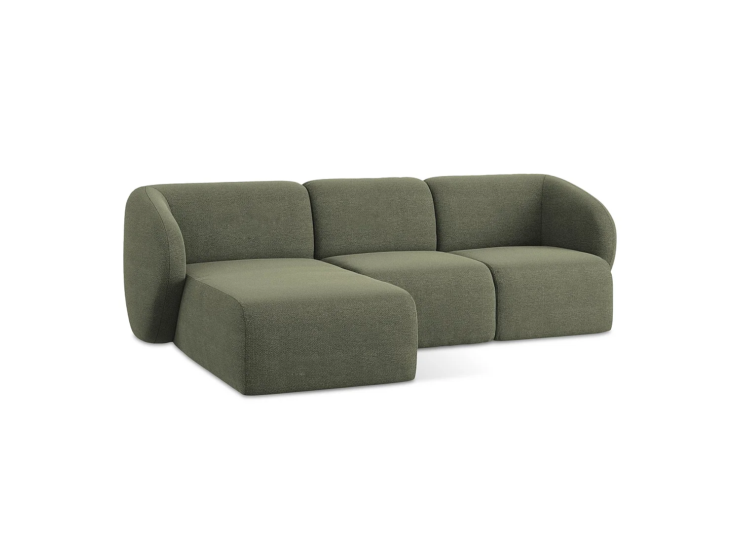 3-Sitzer Modulares Ecksofa - Ecke Links - Bouclé - Olive - CERVO