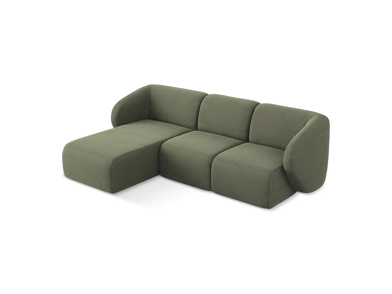 3-Sitzer Modulares Ecksofa - Ecke Links - Bouclé - Olive - CERVO