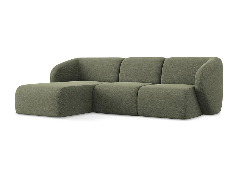 3-Sitzer Modulares Ecksofa - Ecke Links - Bouclé - Olive - LANI