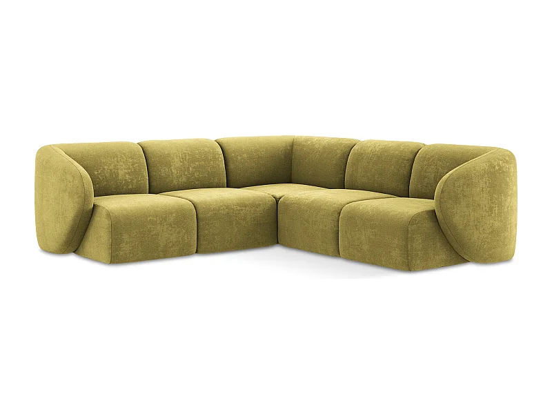 Modulaire hoekbank van limoengroen chenille stof - LANI