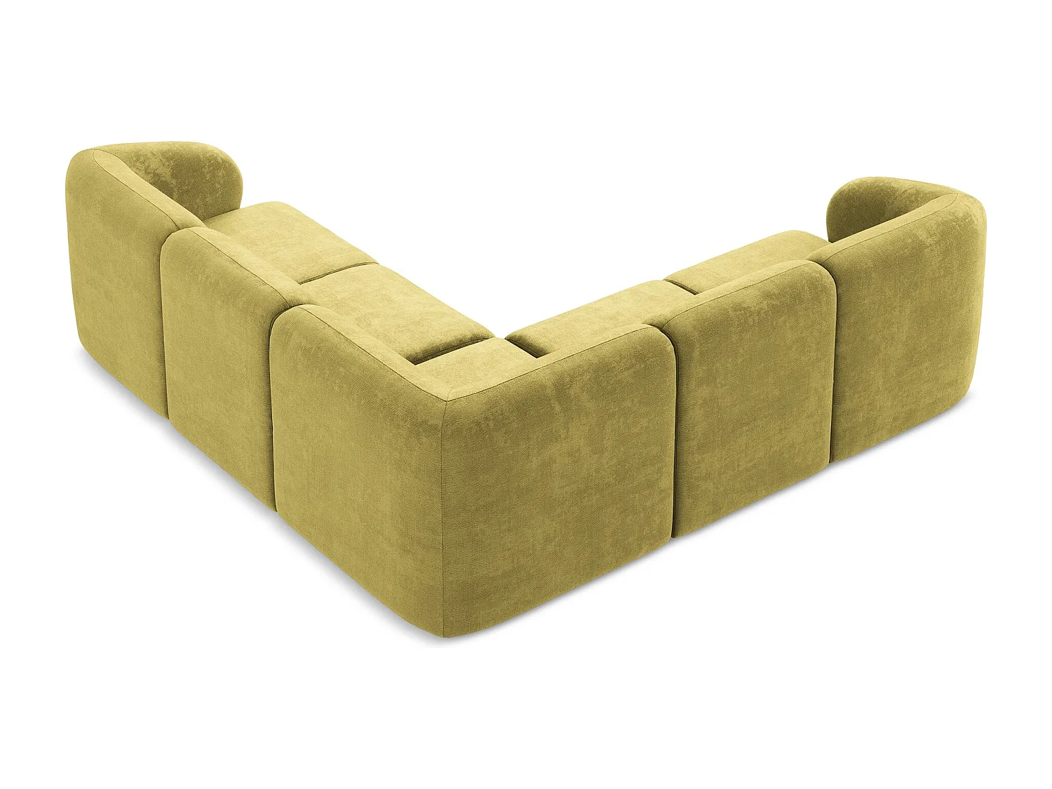 Canapé d'angle 4 places modulaire en tissu chenille - vert citron - LANI