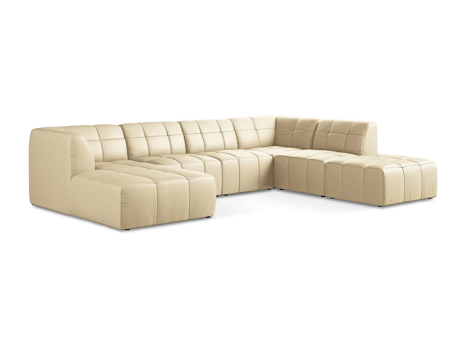 Panoramische hoekbank van beige kunstleer - ALOHA