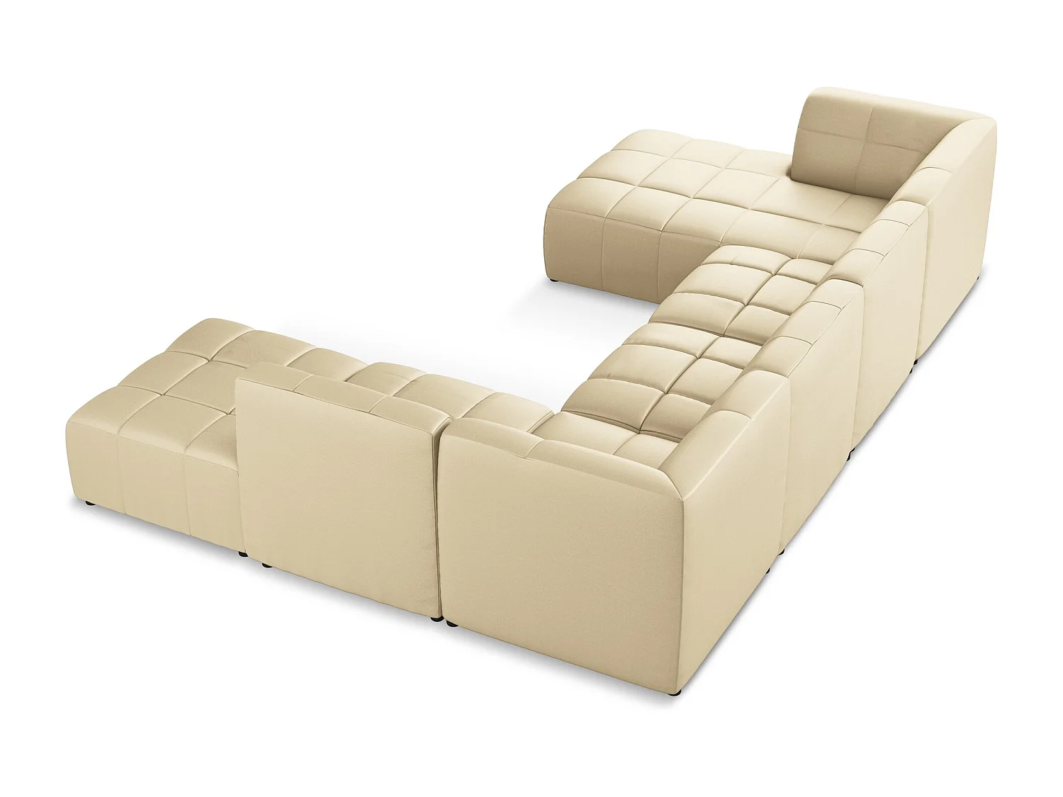 Panoramische hoekbank van beige kunstleer - ALOHA