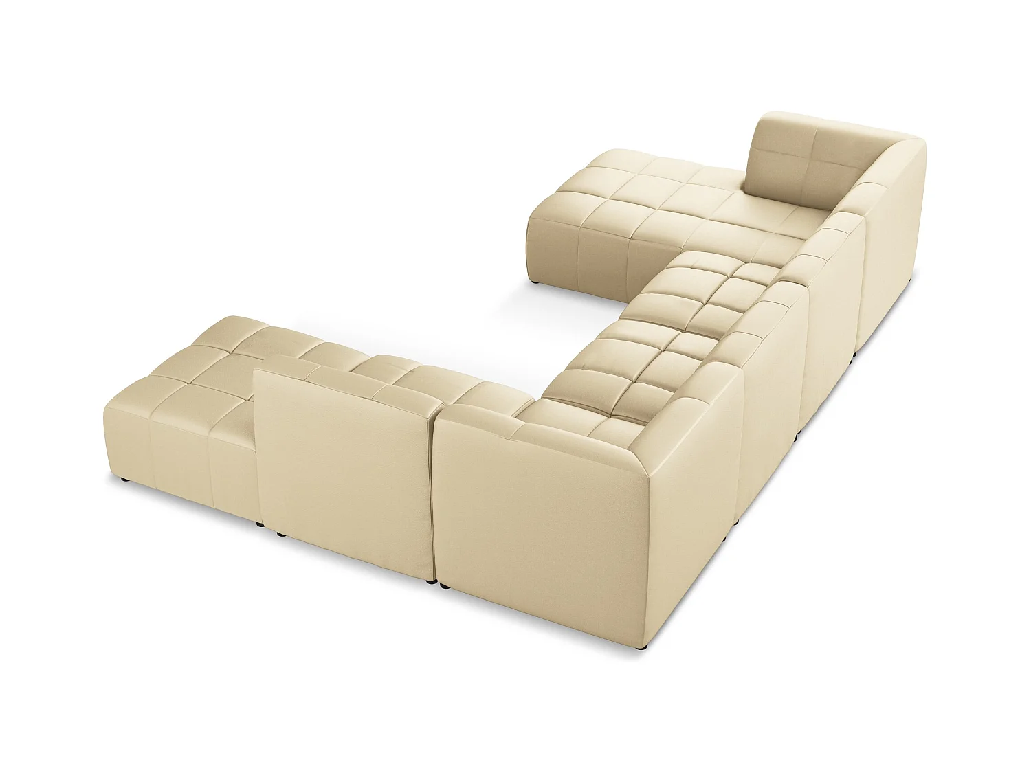 Panoramische hoekbank van beige kunstleer - ALOHA