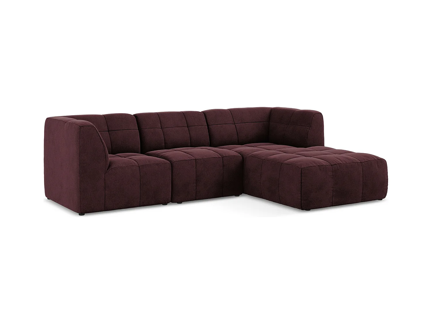 3-Sitzer Modulares Ecksofa - Ecke Rechts - Samt - Burgund - ALOHA