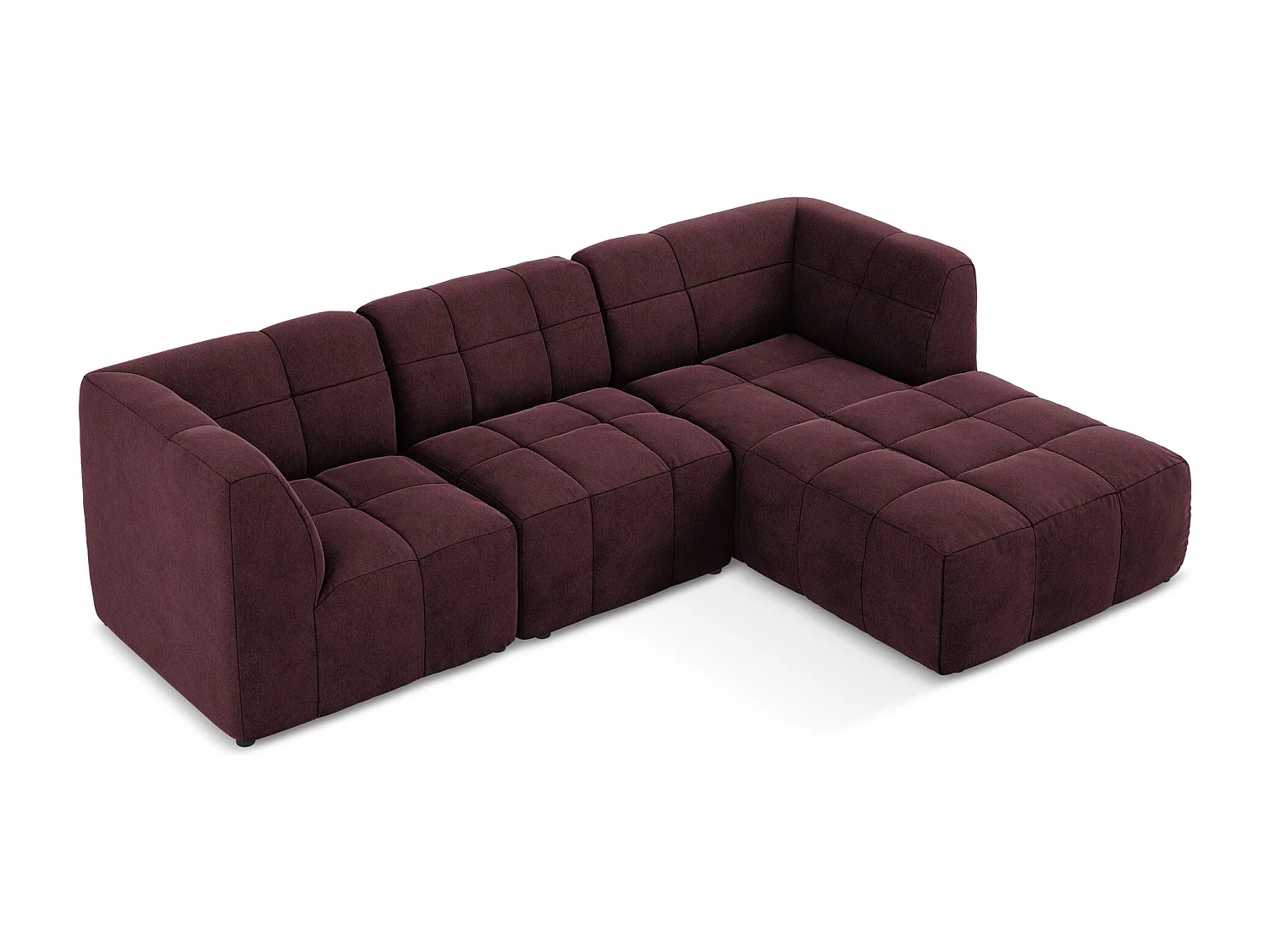 Modulaire hoekbank rechts van bourgondië velours - ALOHA