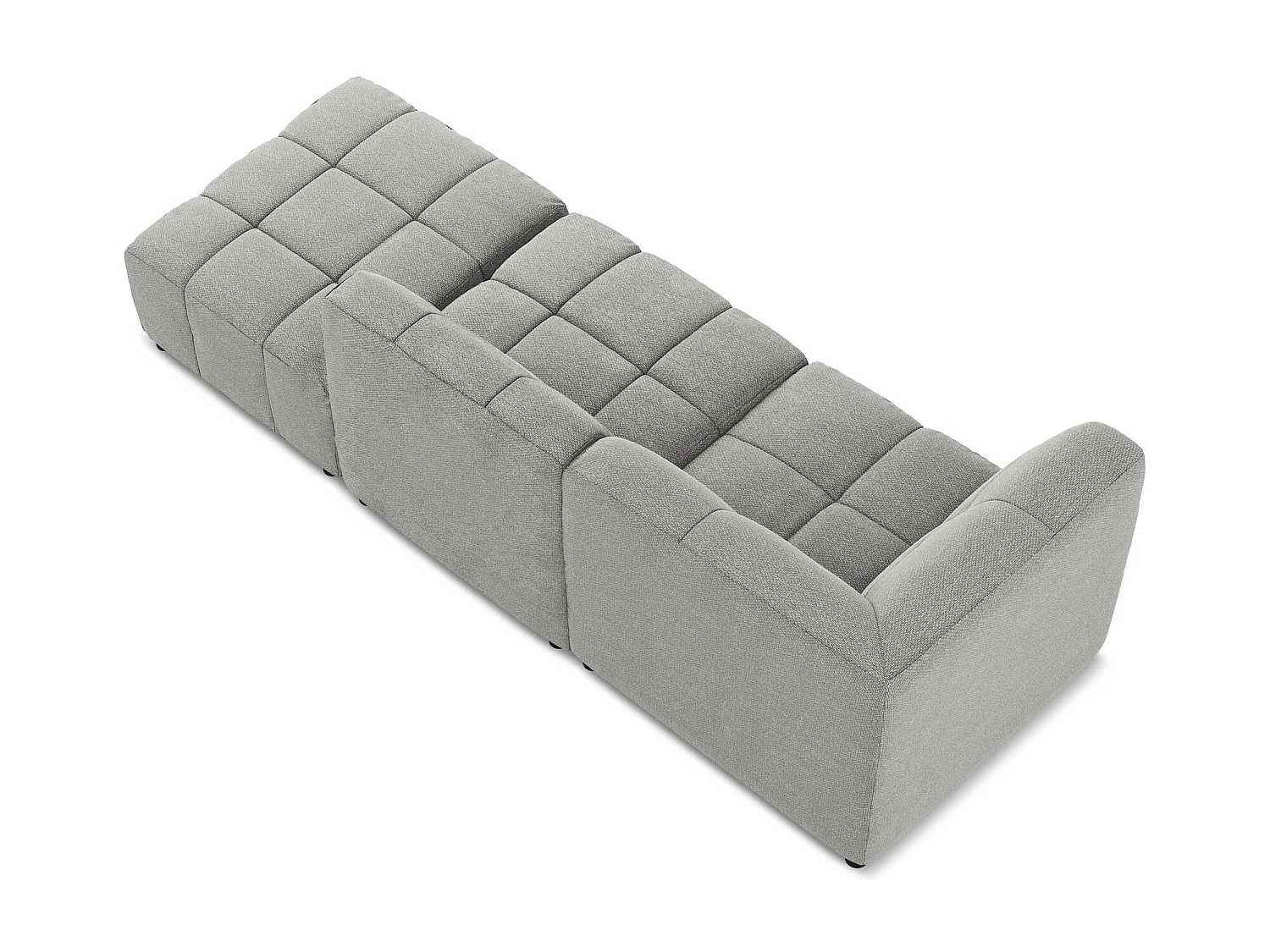 Canapé d'angle 3 places modulaire droit en tissu bouclette - gris clair - ALOHA