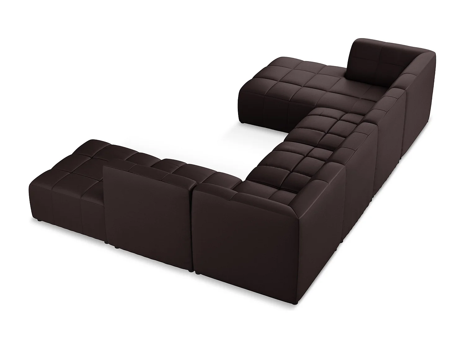 Sofá de canto panorâmico 5 lugares em couro sintético ameixa - ALOHA