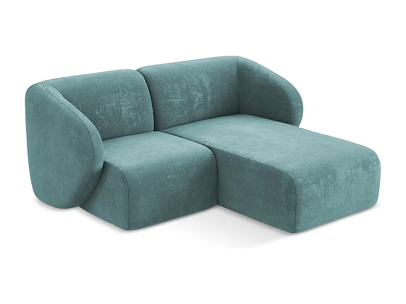 Modulaire hoekbank rechts van jeans chenille stof - LANI