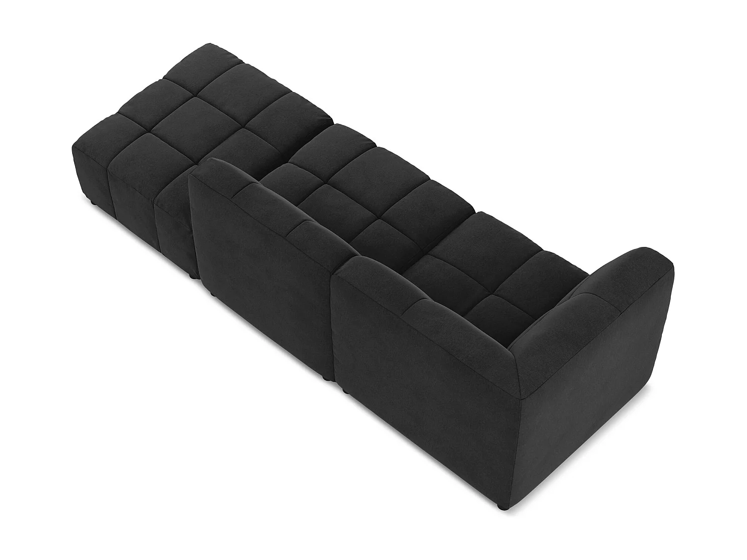 Canapé d'angle 3 places modulaire droit en velours - noir - ALOHA