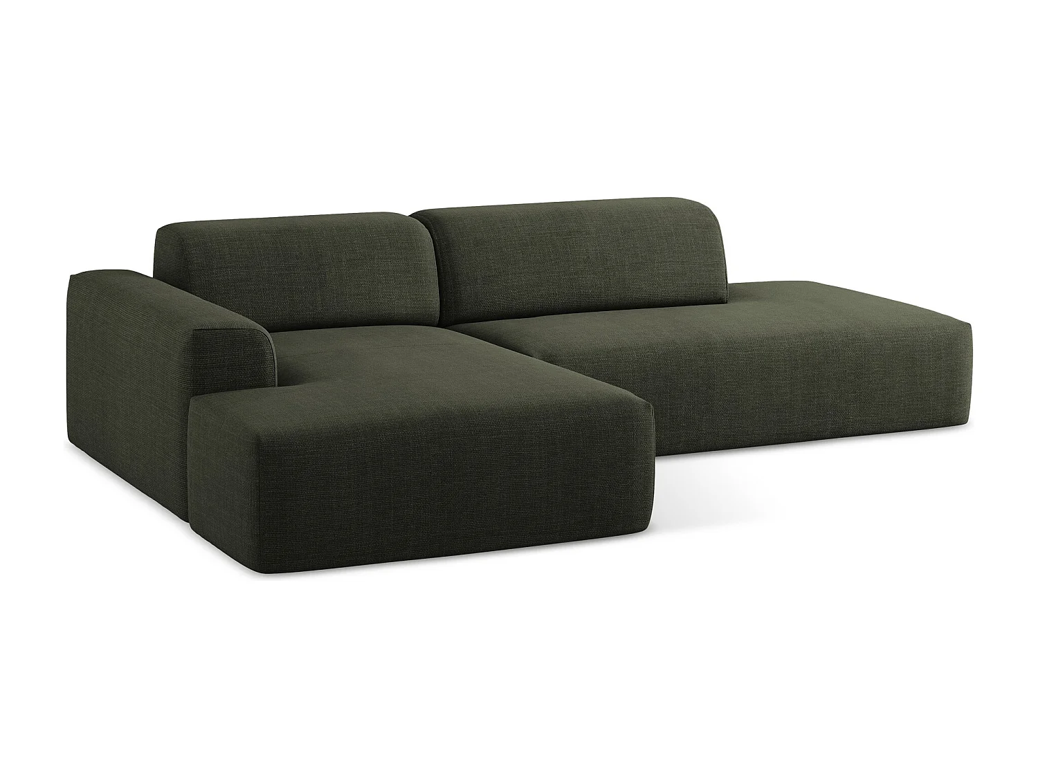 Modulaire hoekbank rechts van olijfgroen textuurstof - KELI