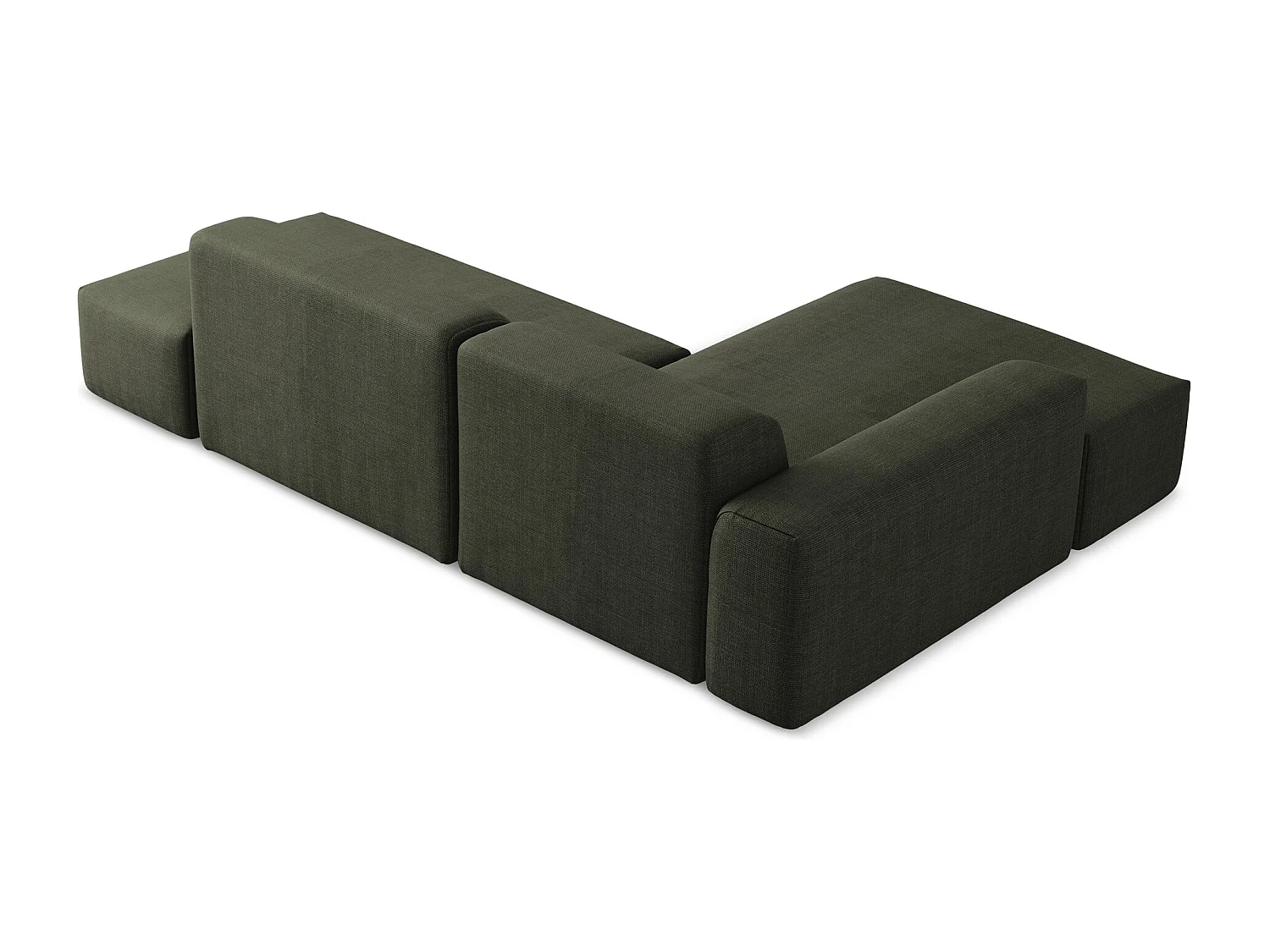 Modulaire hoekbank rechts van olijfgroen textuurstof - KELI