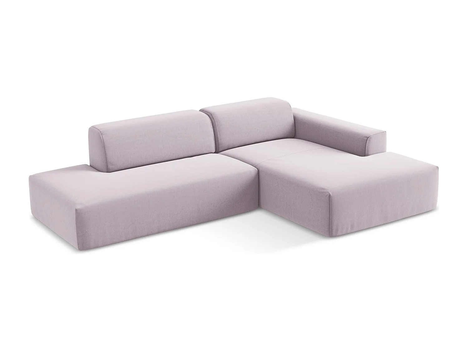 Canapé d'angle 3 places modulaire gauche en velours - lavande - KELI