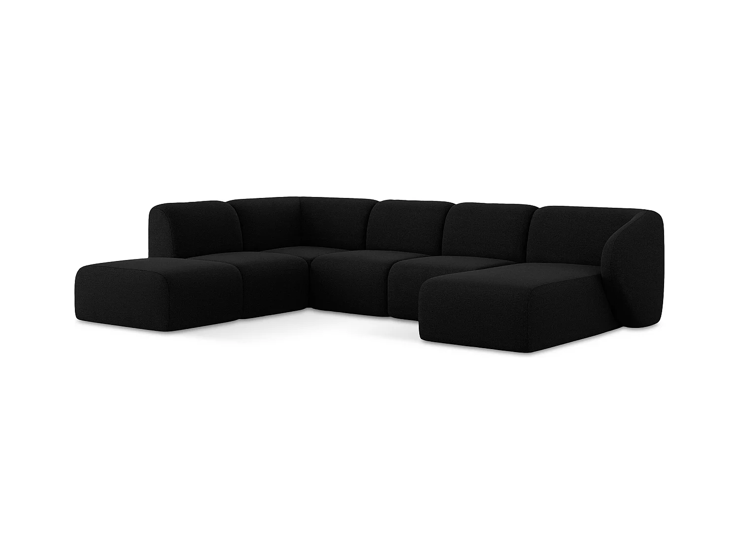 Große Wohnlandschaft Links - - Bouclé - Schwarz - LANI