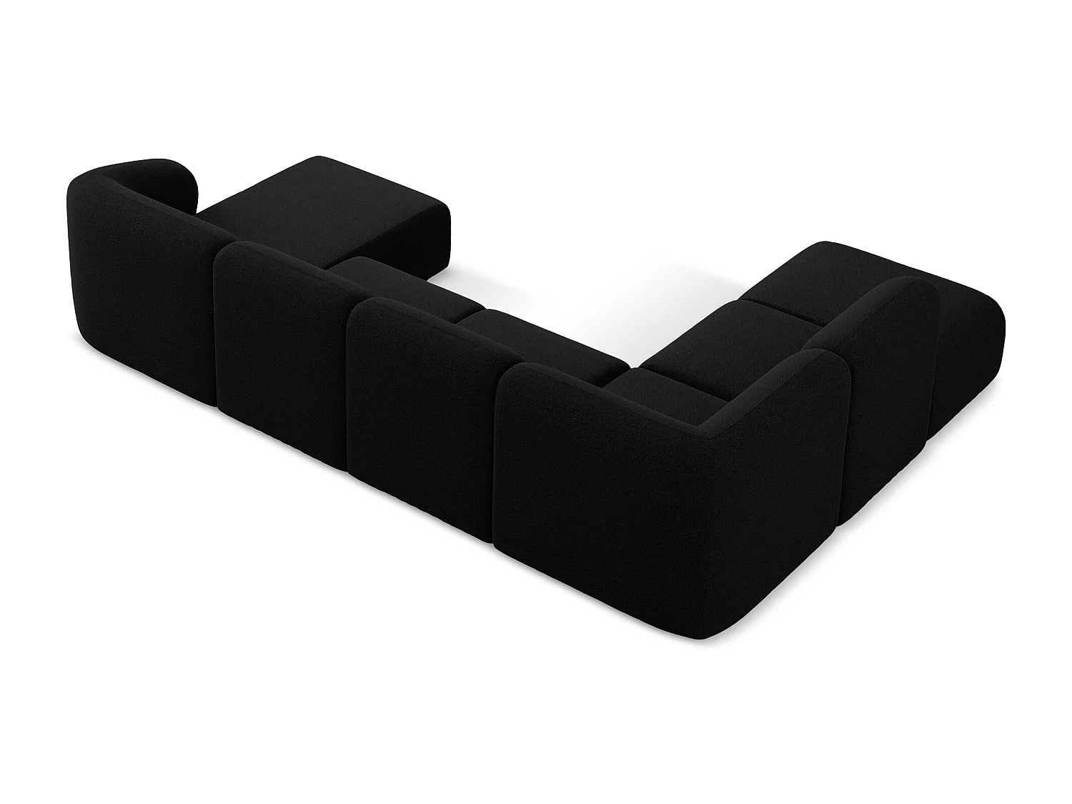 Sofa panoramiczna lewa - z tkaniny bouclé - czarny - LANI