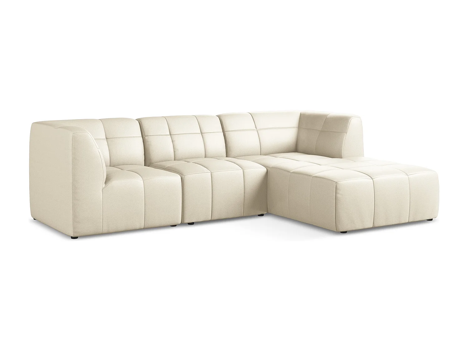 Modulaire hoekbank rechts van lichtbeige kunstleer - ALOHA