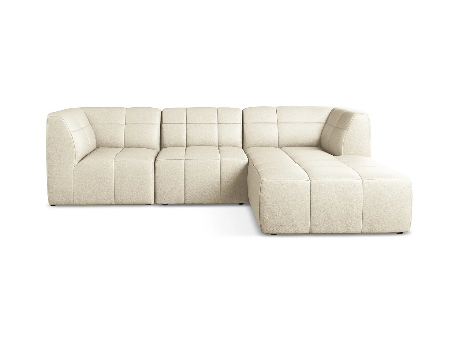 Modulaire hoekbank rechts van lichtbeige kunstleer - ALOHA