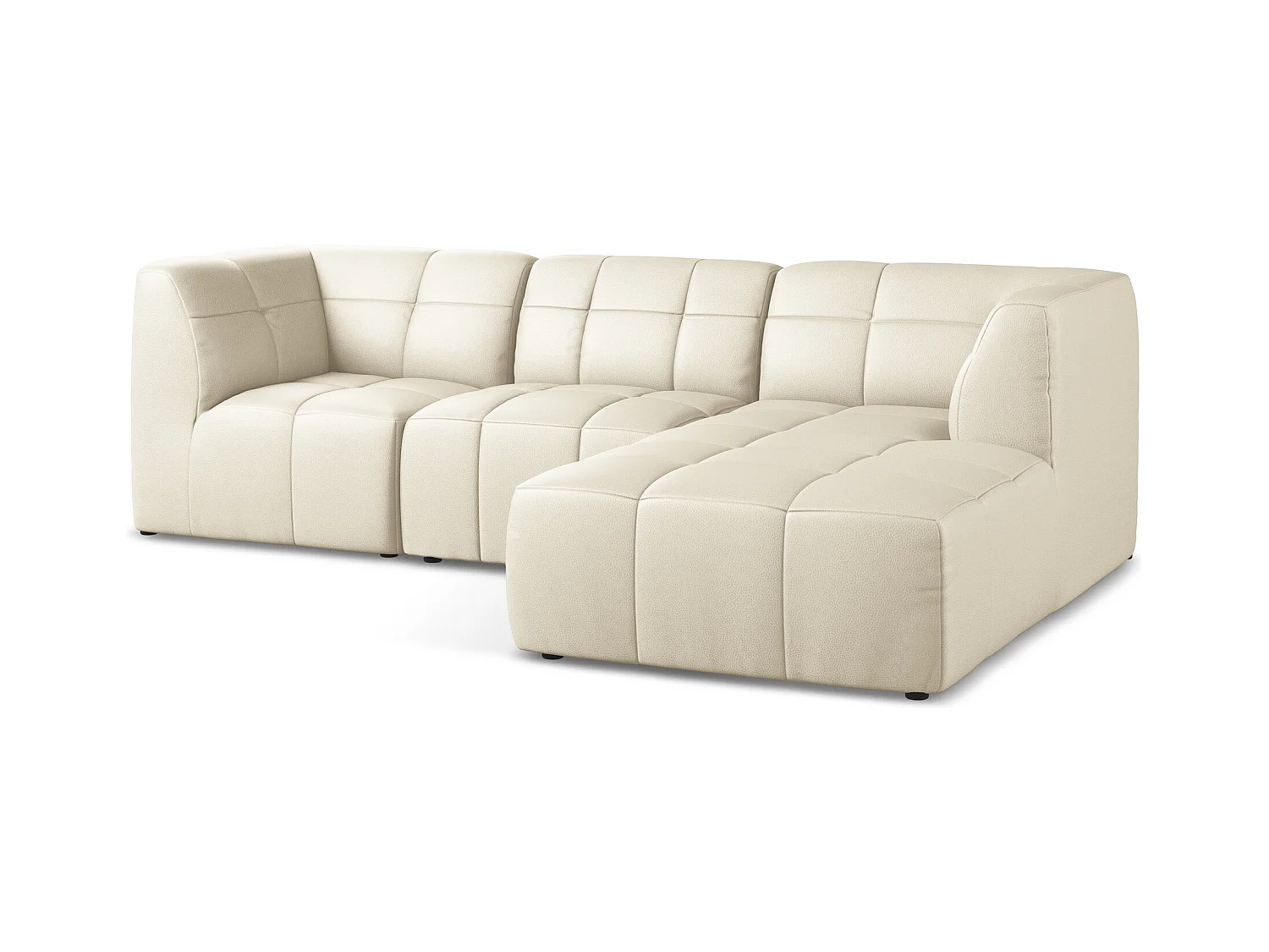 Modulaire hoekbank rechts van lichtbeige kunstleer - ALOHA