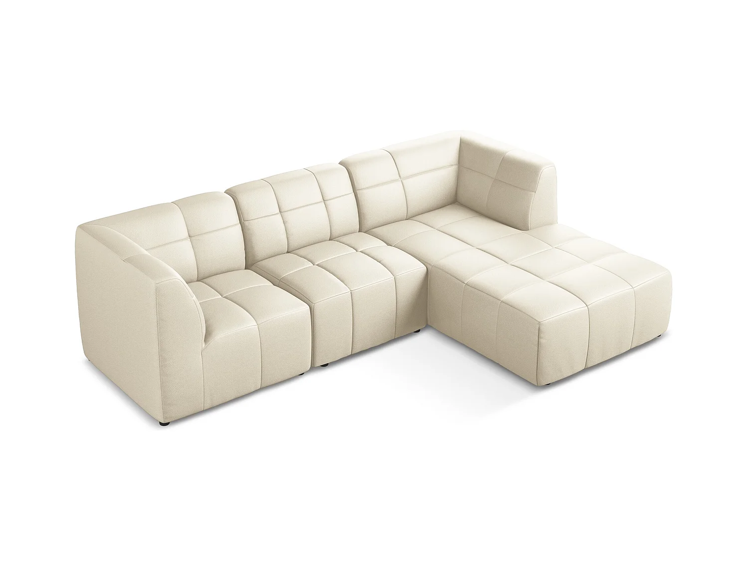 Modulaire hoekbank rechts van lichtbeige kunstleer - ALOHA