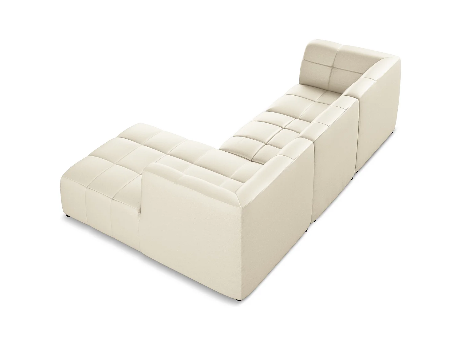 Modulaire hoekbank rechts van lichtbeige kunstleer - ALOHA