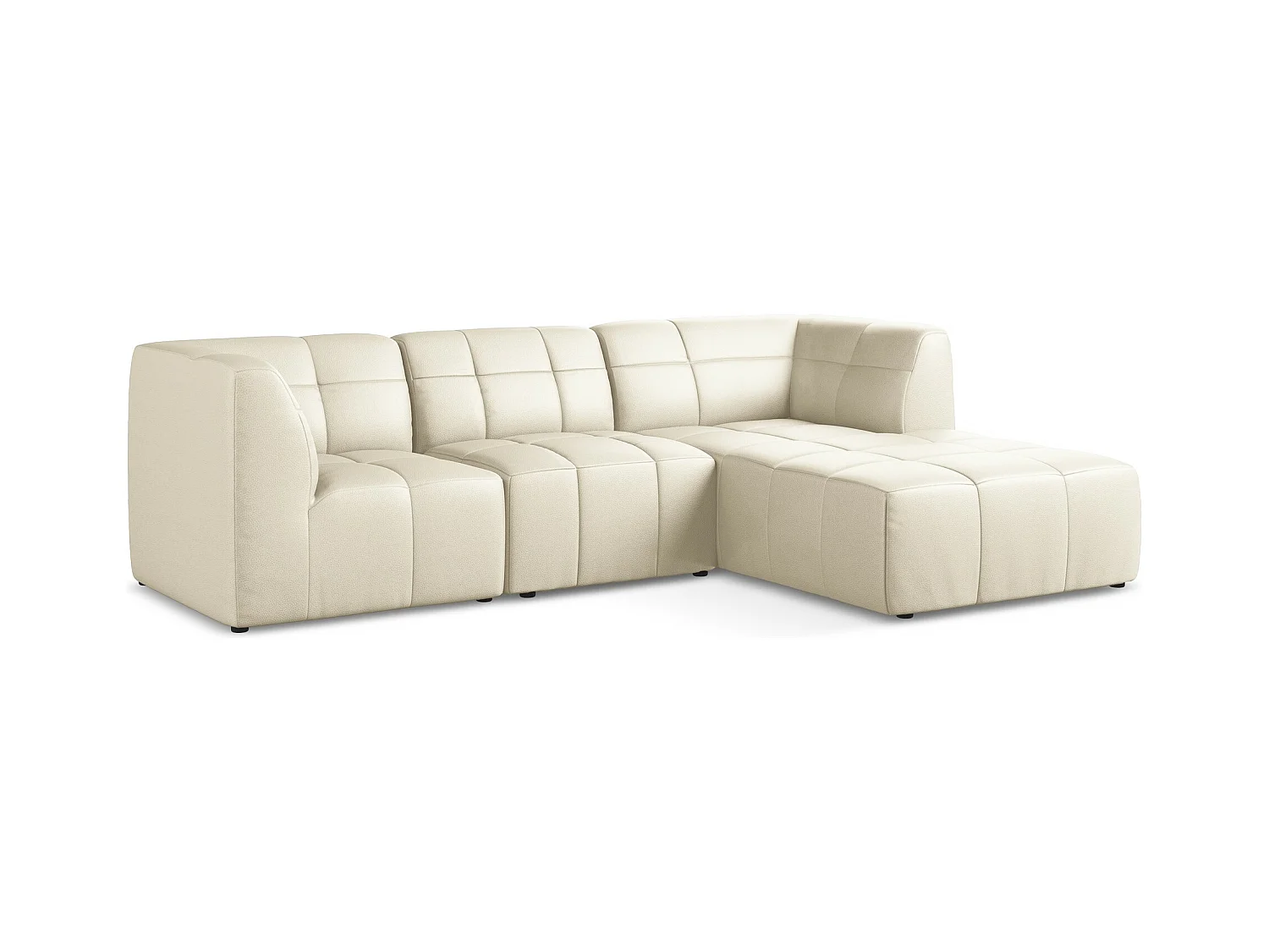 3-Sitzer Modulares Ecksofa - Ecke Rechts - Kunstleder - Hell beige - ALOHA