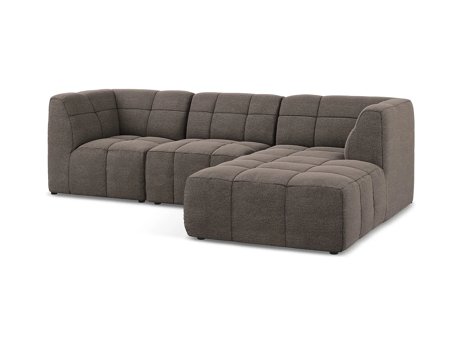 Modulaire hoekbank rechts van chocolade bouclé - ALOHA