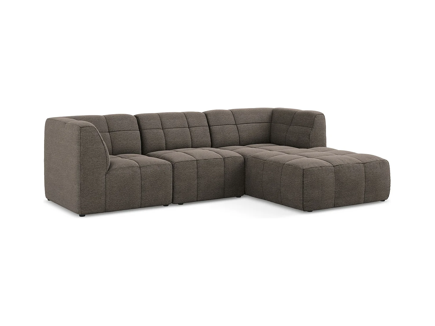 3-Sitzer Modulares Ecksofa - Ecke Rechts - Bouclé - Schokolade - ALOHA