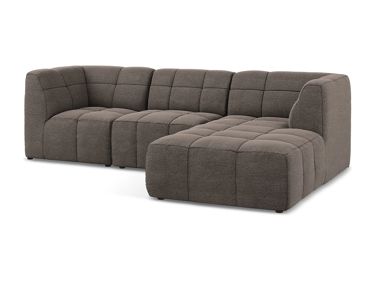 Canapé d'angle 3 places modulaire droit en tissu bouclette - choolat - ALOHA