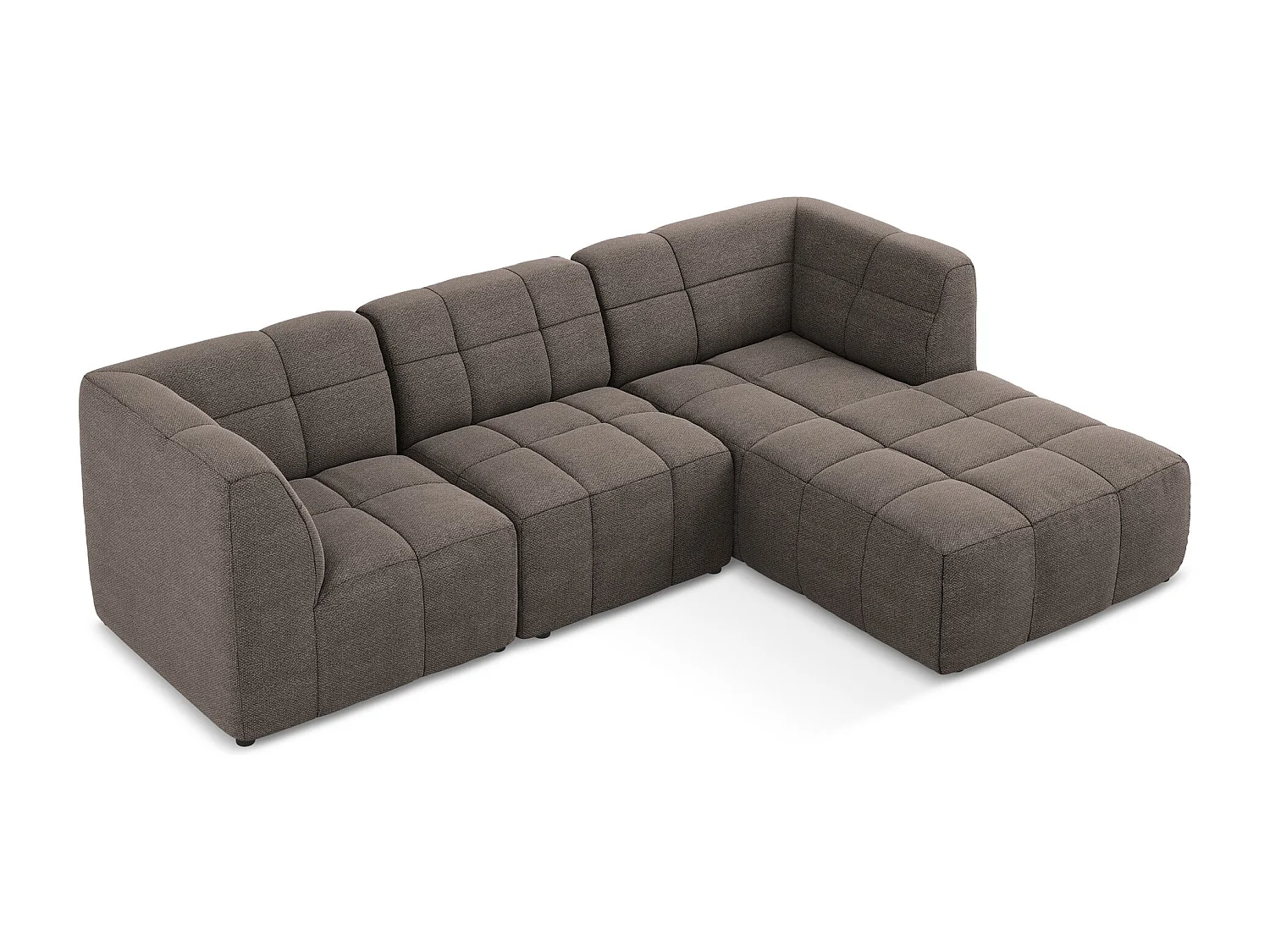 Canapé d'angle 3 places modulaire droit en tissu bouclette - choolat - ALOHA