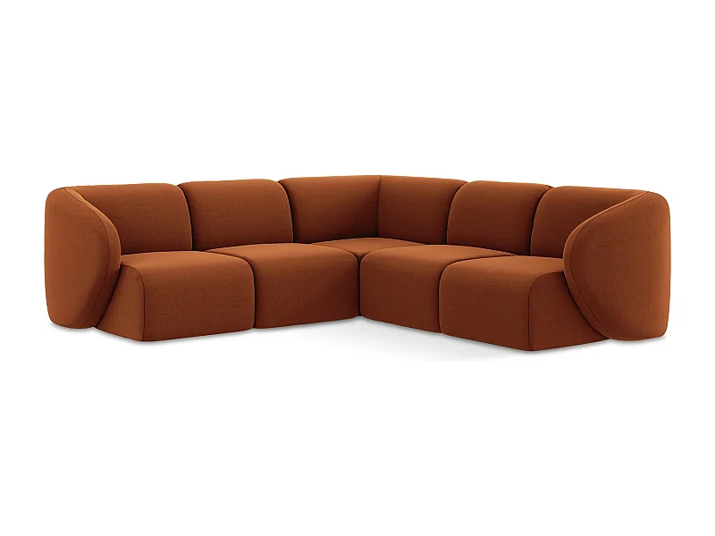 Modulares Ecksofa - - Samt - Terrakotta - LANI