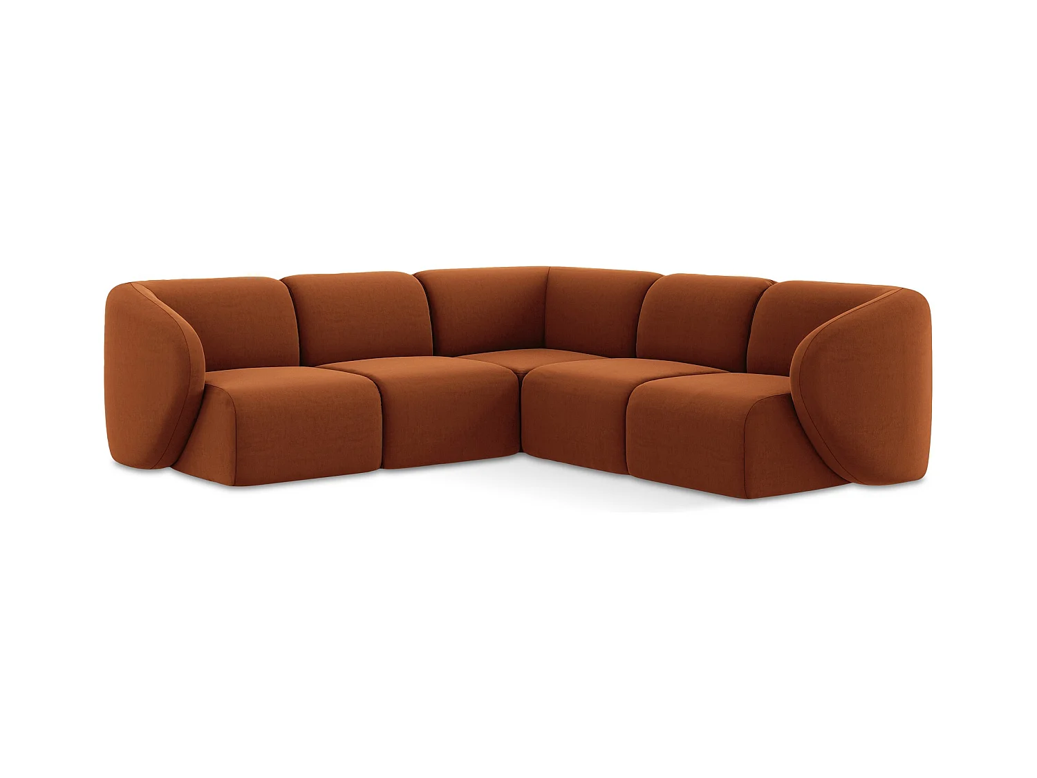 Modulares Ecksofa - - Samt - Terrakotta - LANI