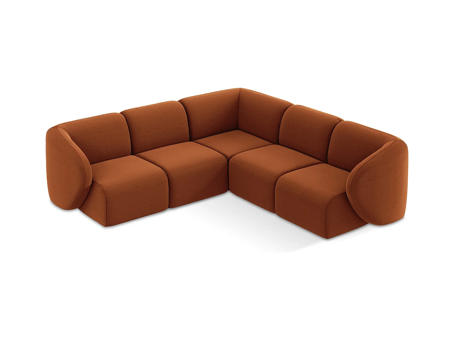Modulares Ecksofa - - Samt - Terrakotta - LANI