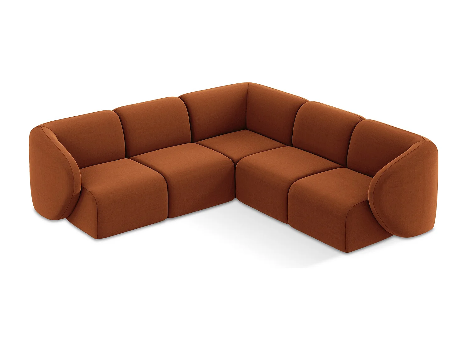 Modulaire hoekbank van terracotta velours - LANI