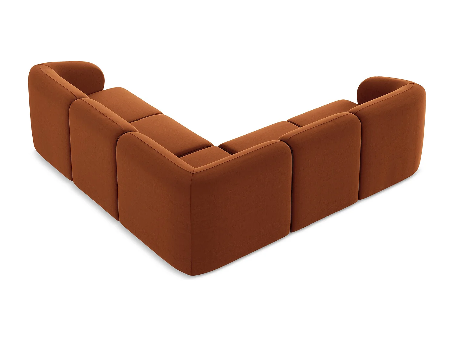 Modulaire hoekbank van terracotta velours - LANI