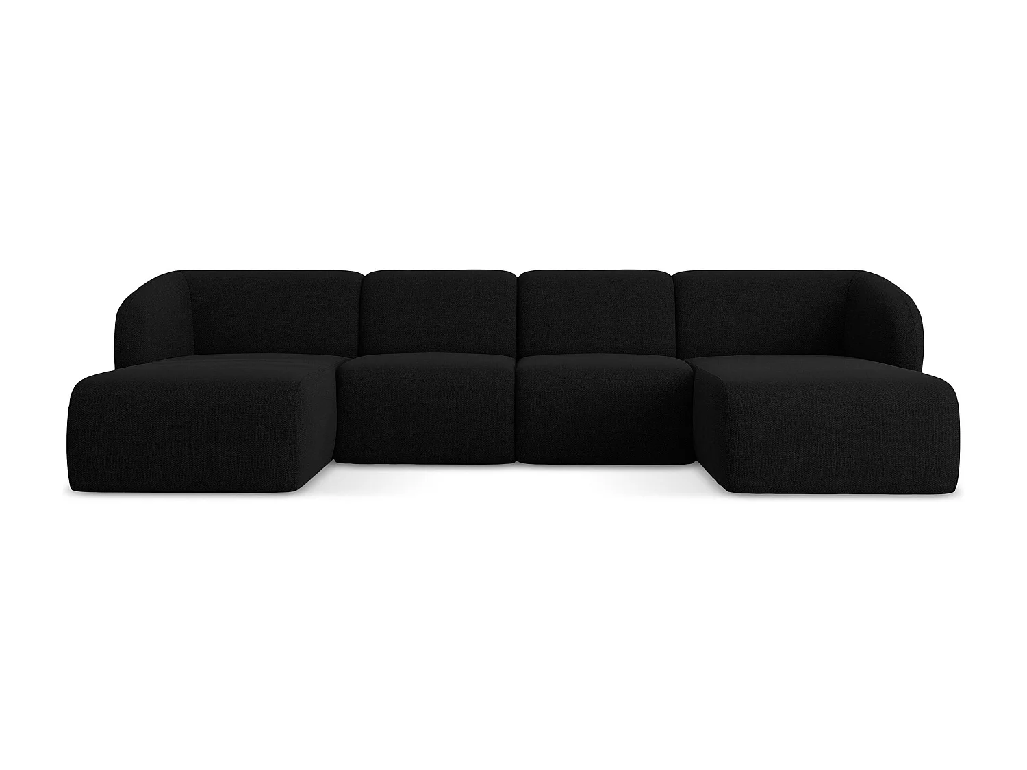 Sofa panoramiczna - z tkaniny bouclé - czarny - LANI