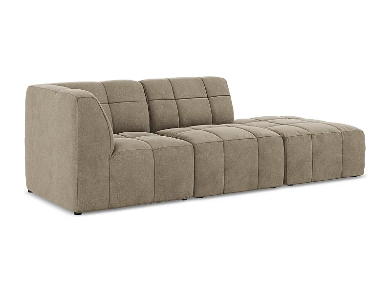 Canapé d'angle 3 places modulaire droit en velours - beige - ALOHA