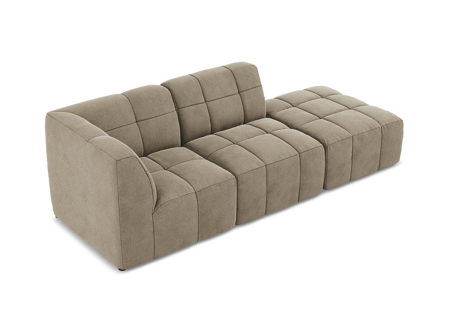 Canapé d'angle 3 places modulaire droit en velours - beige - ALOHA