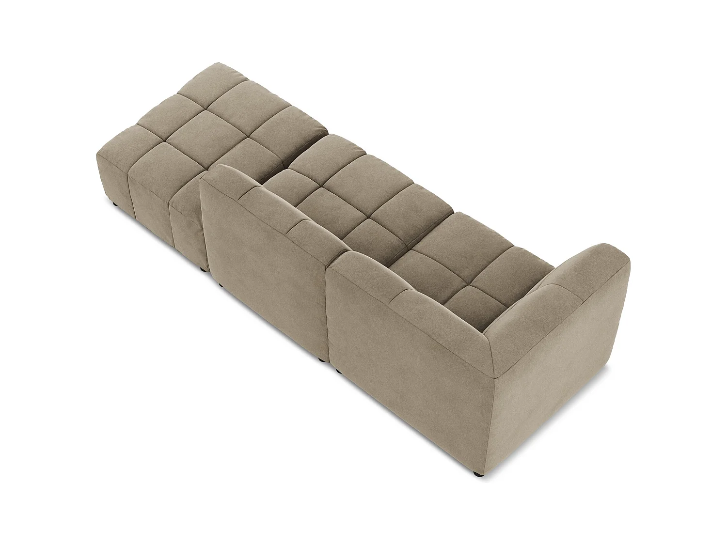 Canapé d'angle 3 places modulaire droit en velours - beige - ALOHA