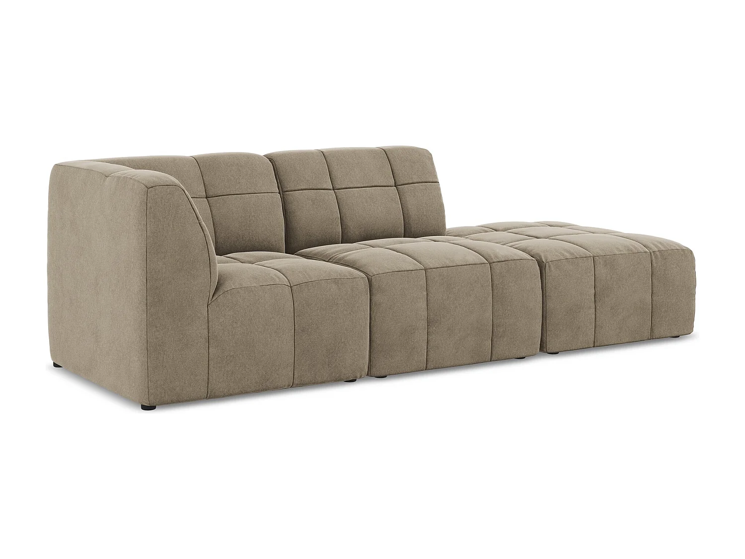 Canapé d'angle 3 places modulaire droit en velours - beige - ALOHA