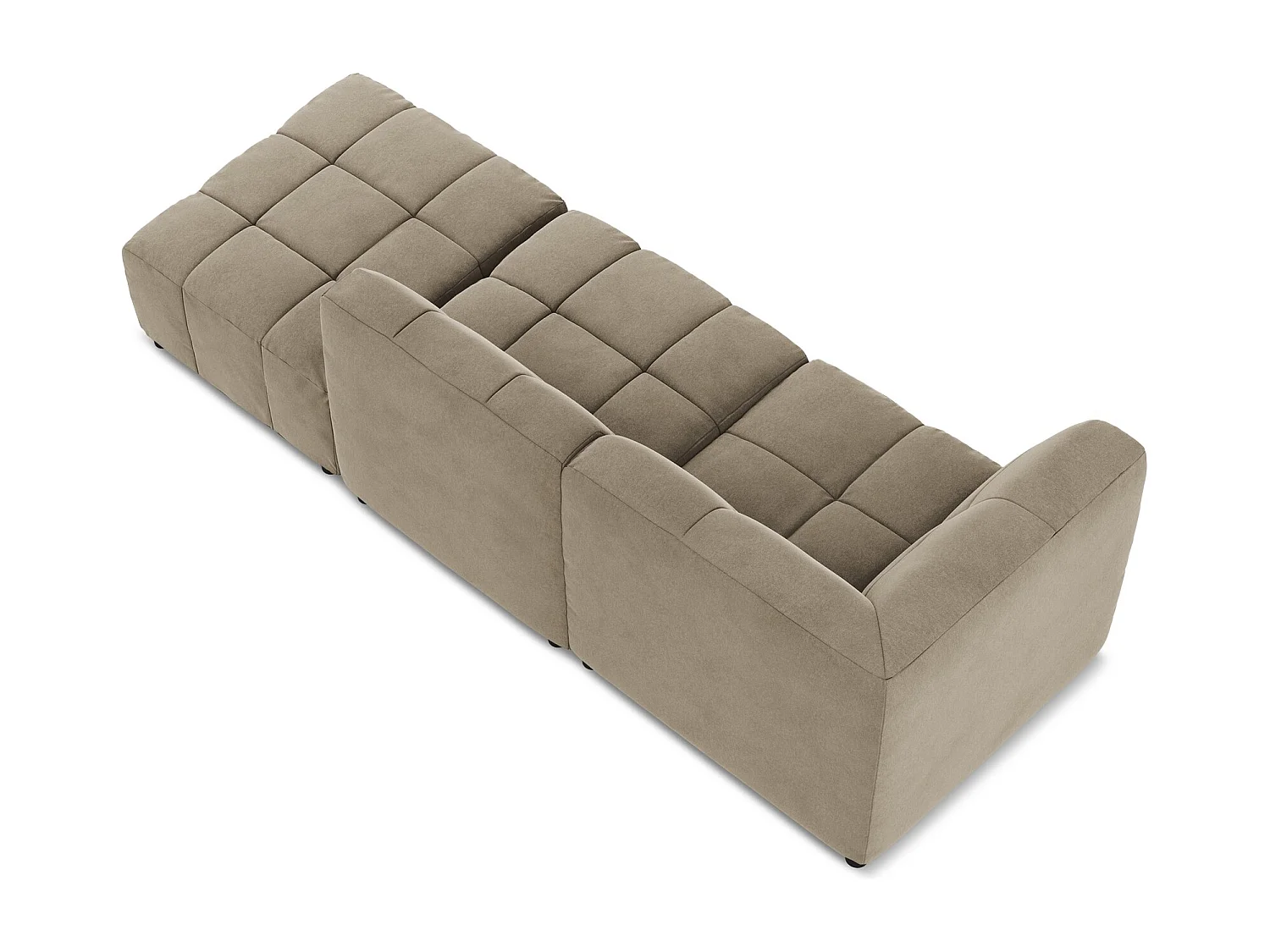 Canapé d'angle 3 places modulaire droit en velours - beige - ALOHA