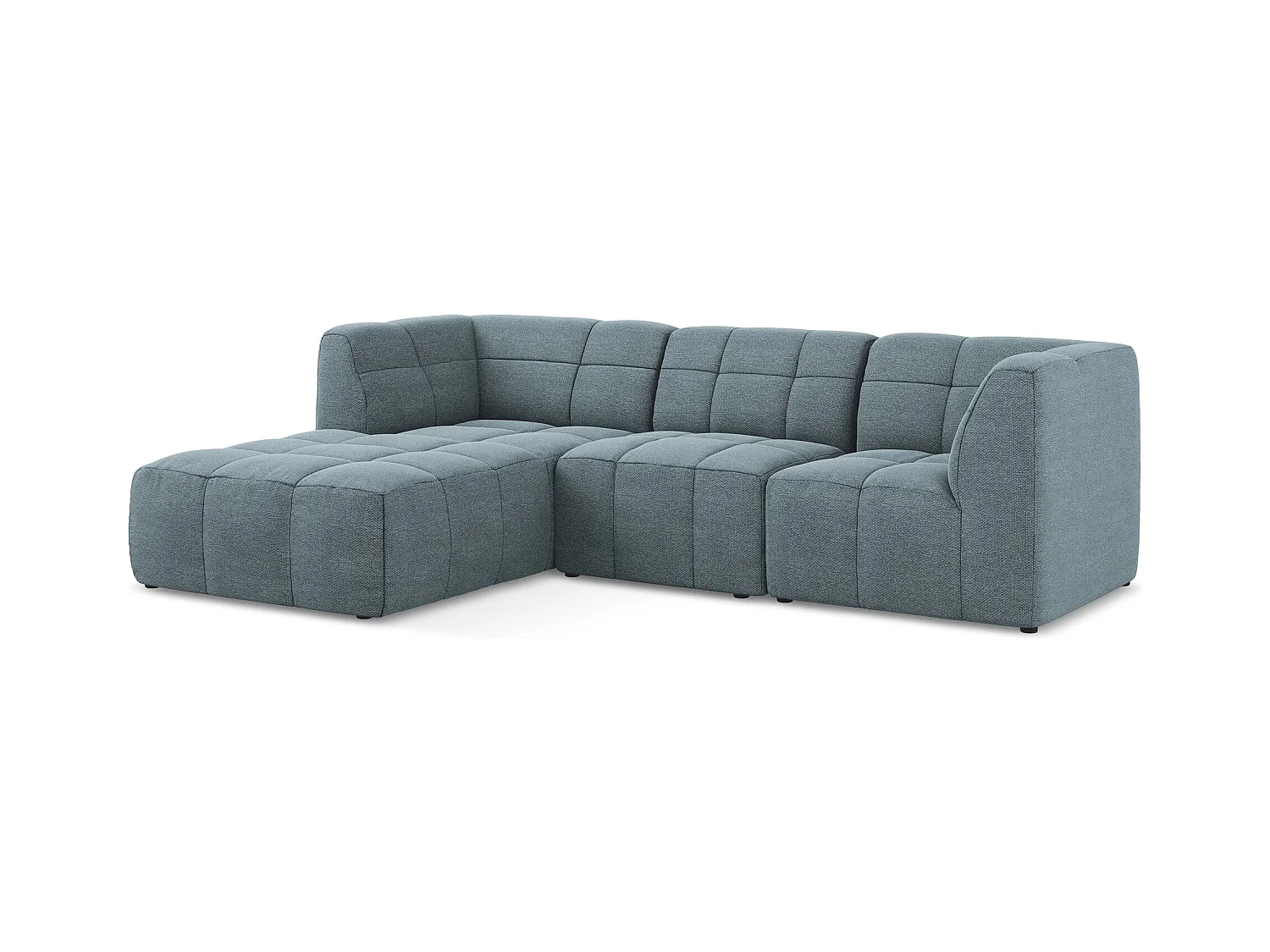 3-Sitzer Modulares Ecksofa - Ecke Links - Bouclé - Jeans - ALOHA