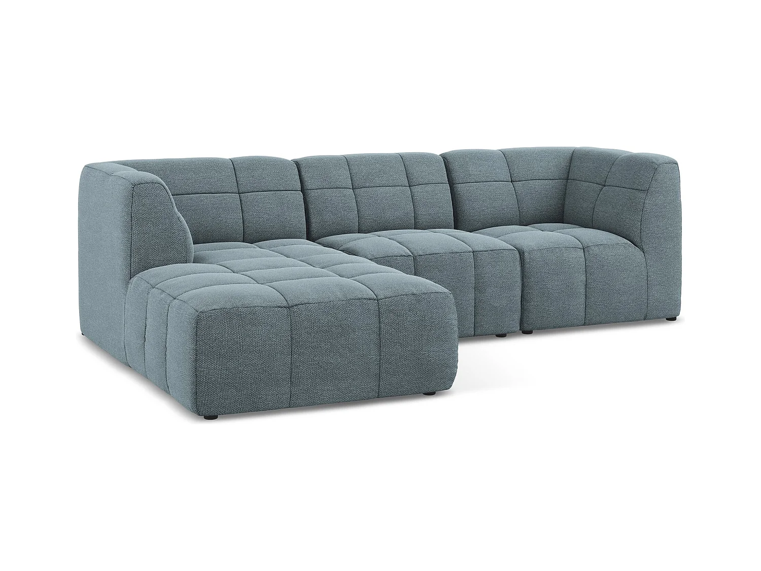 3-Sitzer Modulares Ecksofa - Ecke Links - Bouclé - Jeans - ALOHA