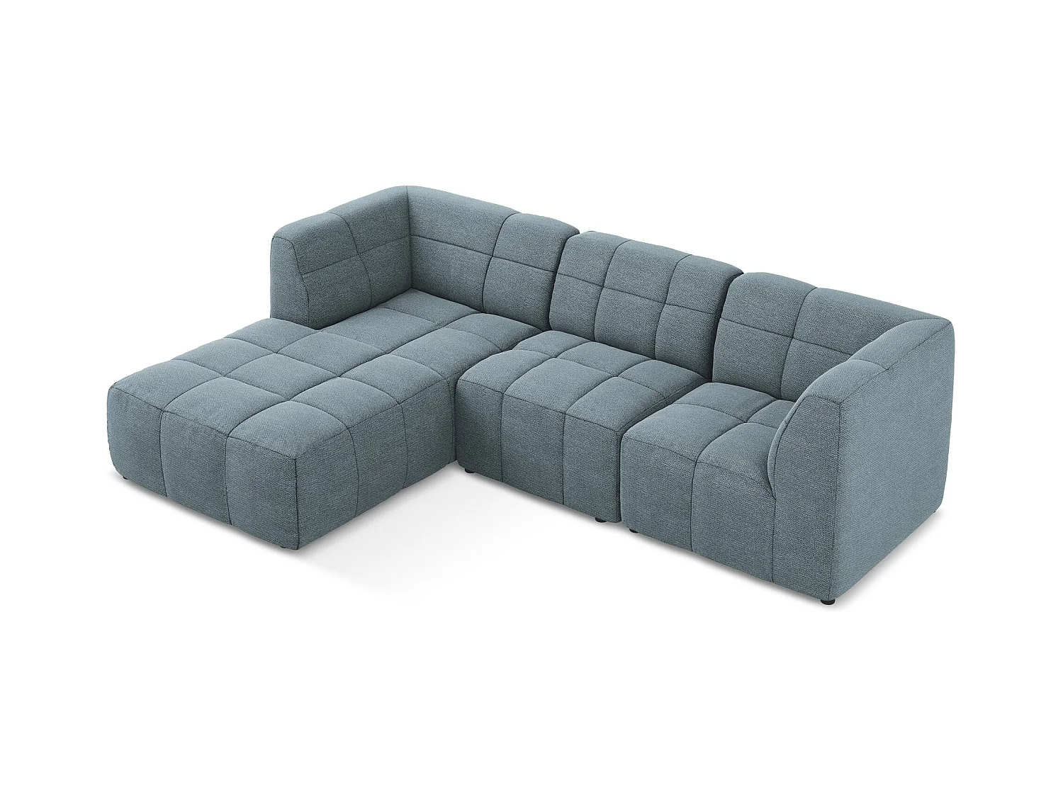 3-Sitzer Modulares Ecksofa - Ecke Links - Bouclé - Jeans - ALOHA